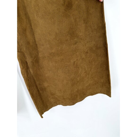 STOULS BROWN SUEDE PERFORATED WIDE LEG PANTS - Picture 2 of 8